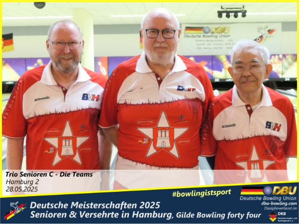 Sie nahmen als Trio an den Deutschen Senioren Meisterschaften teil: Rolf Erich Thiel, Klaus Deckert und David Tan